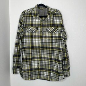 Eddie Bauer Yellow Long Sleeve Plaid Flannel